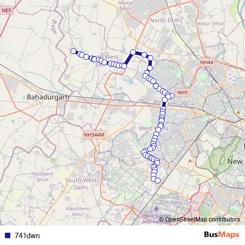 741dwn bus Line Map