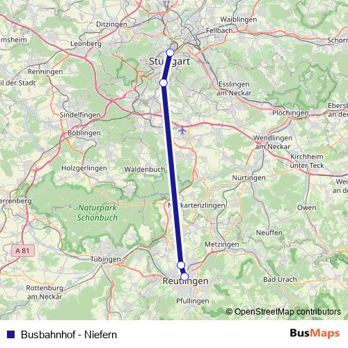 Busbahnhof - Niefern rail Line Map