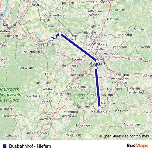 Busbahnhof - Niefern rail Line Map