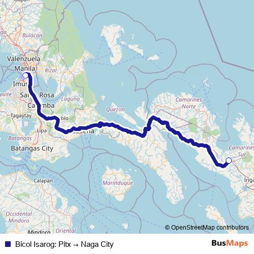 Bicol Isarog: Pitx → Naga City bus Line Map