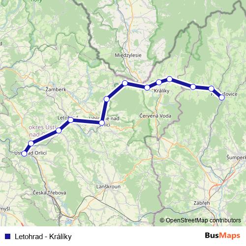 Letohrad - Králíky rail Line Map