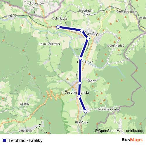 Letohrad - Králíky rail Line Map