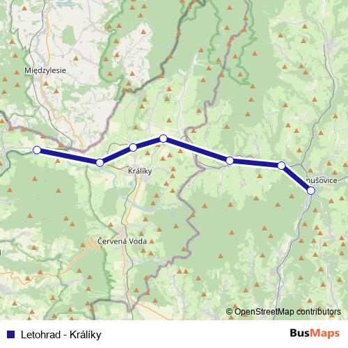 Letohrad - Králíky rail Line Map