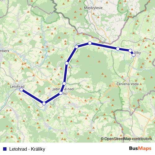 Letohrad - Králíky rail Line Map