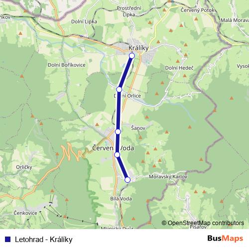 Letohrad - Králíky rail Line Map