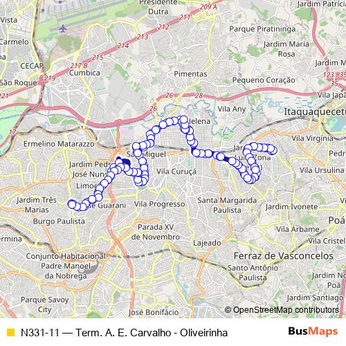 N331-11 bus Line Map