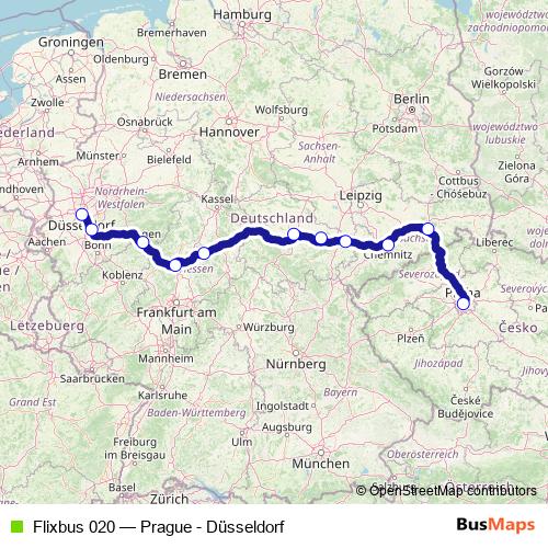 Flixbus 020 bus Line Map
