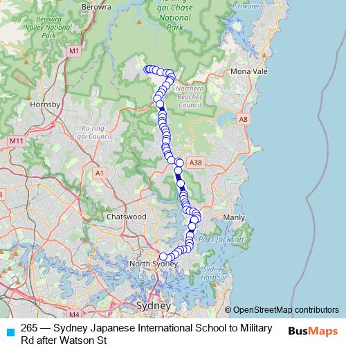 265 bus Line Map