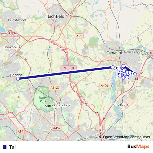 Ta1 bus Line Map