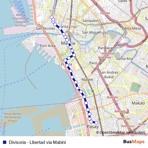Divisoria - Libertad via Mabini bus Line Map