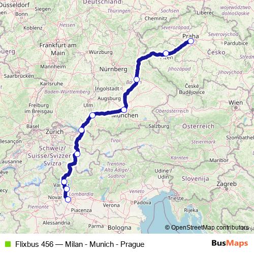 Flixbus 456 bus Line Map