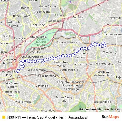 N304-11 bus Line Map