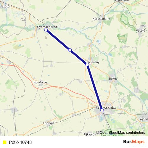 Pótló 10748 bus Line Map