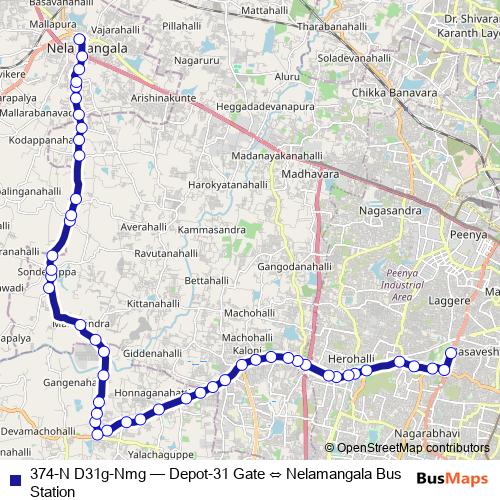 374-N D31g-Nmg bus Line Map