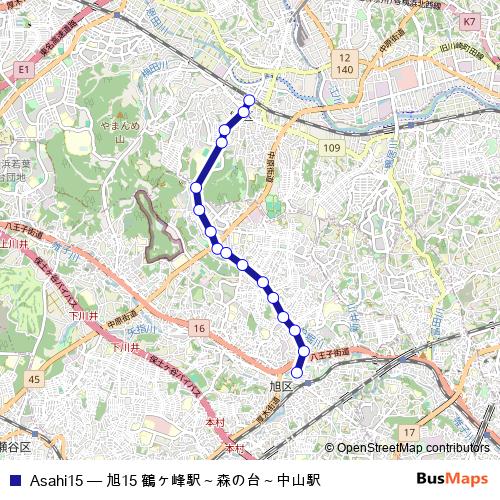 Asahi15 bus Line Map