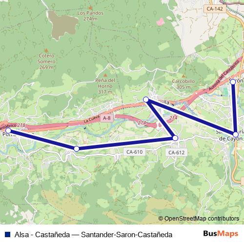 Alsa - Castañeda bus Line Map