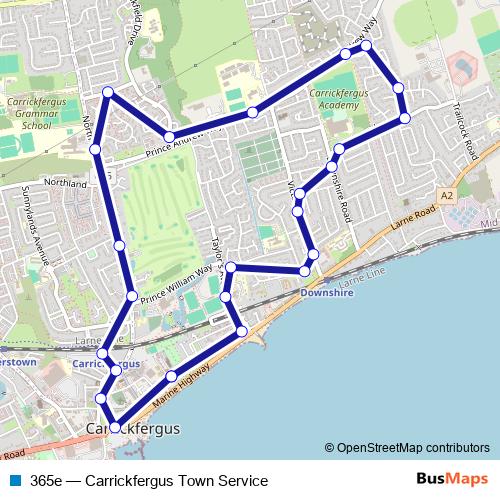 365e bus Line Map