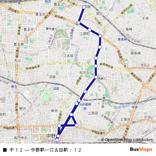 中１２ bus Line Map