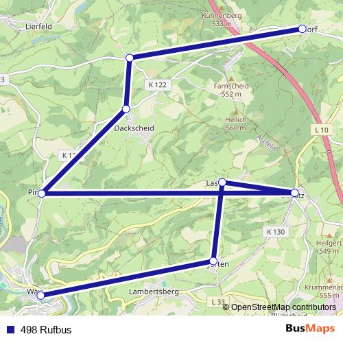 498 Rufbus bus Line Map
