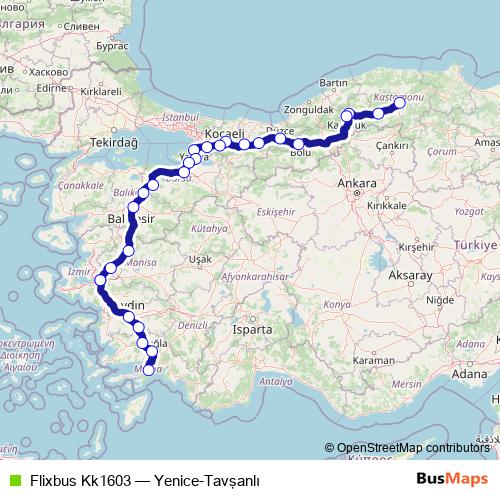 Flixbus Kk1603 bus Line Map