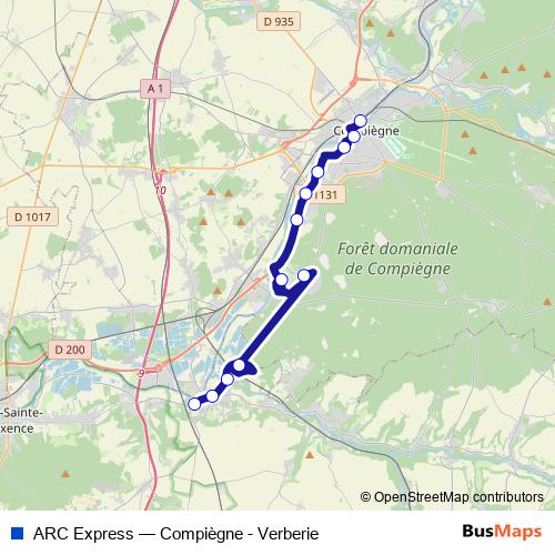 ARC Express bus Line Map