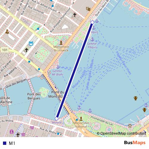 M1 ferry Line Map