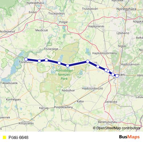 Pótló 6648 bus Line Map