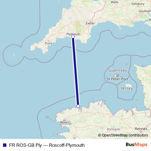 FR ROS-GB Ply ferry Line Map