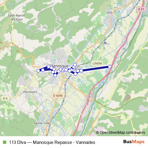 113 Dlva bus Line Map