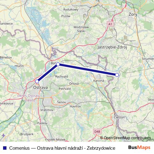 Comenius rail Line Map
