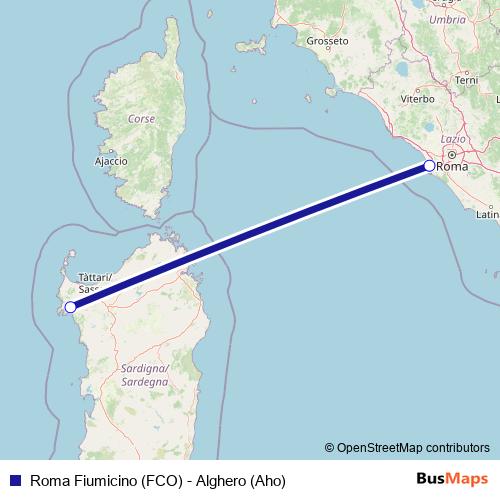 Roma Fiumicino (FCO) - Alghero (Aho) air Line Map