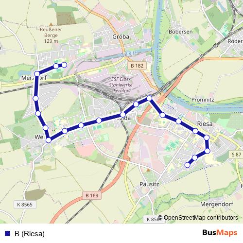 B (Riesa) bus Line Map