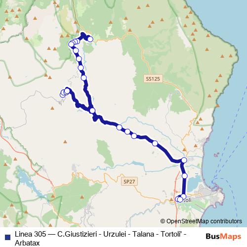 Linea 305 bus Line Map