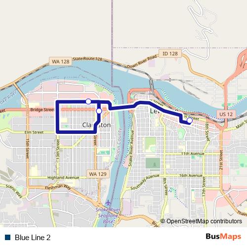 Blue Line 2 bus Line Map