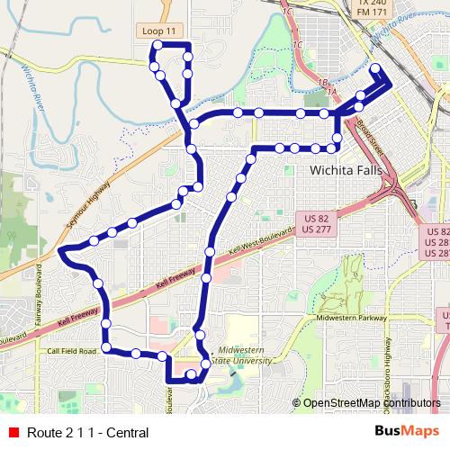Route 2 1 1 - Central bus Line Map