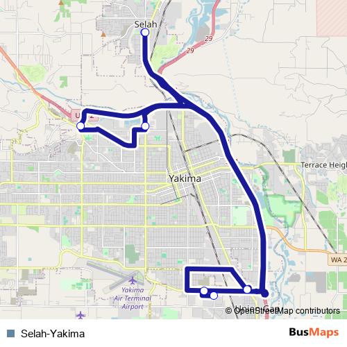 Selah-Yakima bus Line Map
