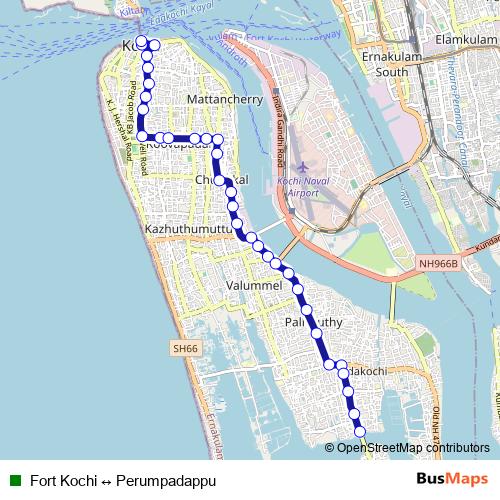 Fort Kochi ↔ Perumpadappu bus Line Map