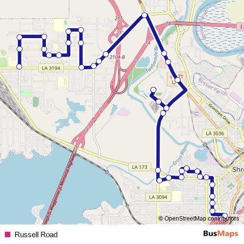 Russell Road bus Line Map