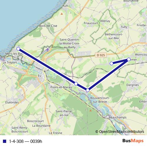 1-4-308 bus Line Map