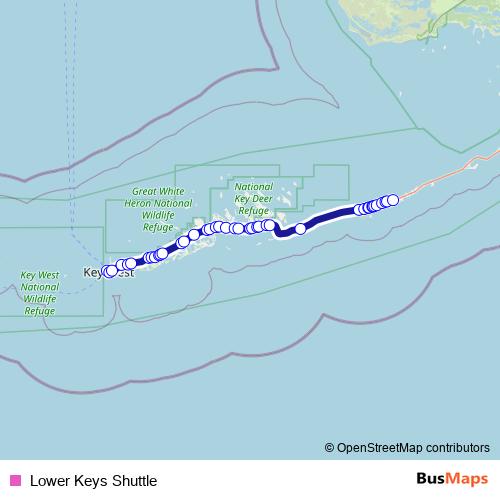 Lower Keys Shuttle bus Line Map