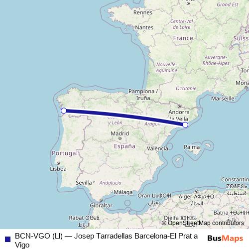 BCN-VGO (Ll) air Line Map
