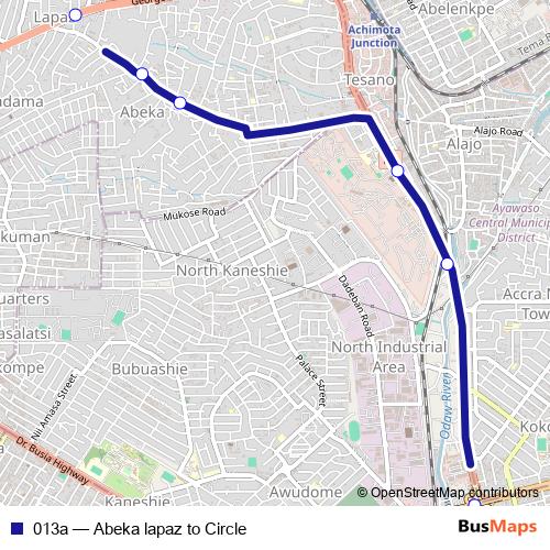 013a bus Line Map