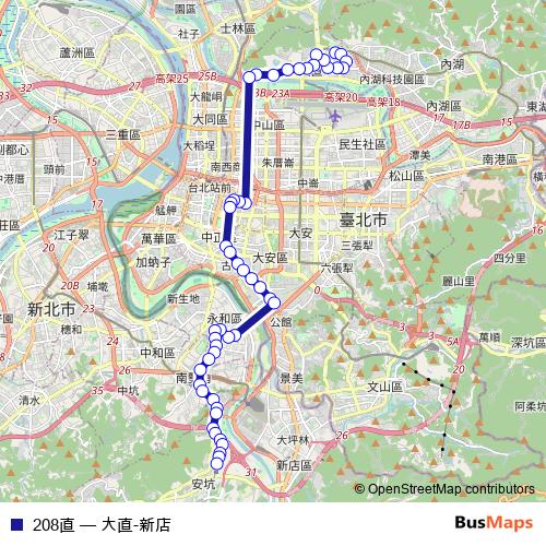 208直 bus Line Map