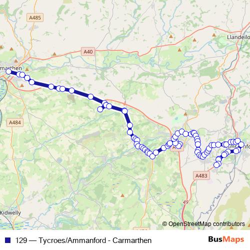 129 bus Line Map