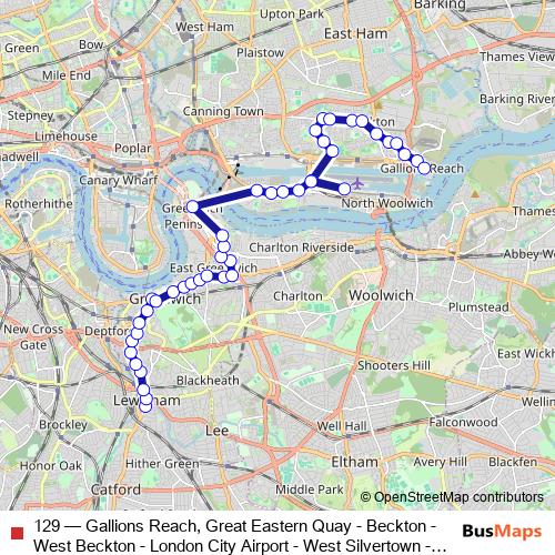 129 bus Line Map