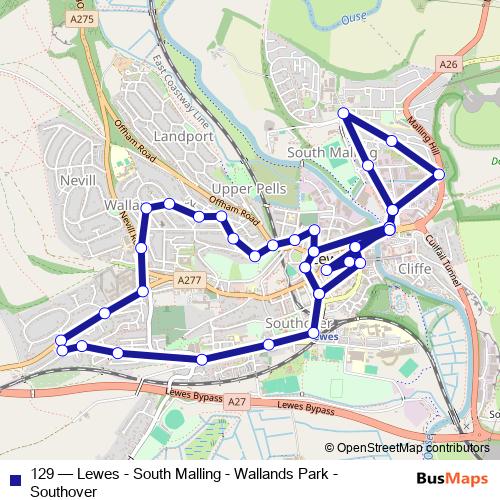 129 bus Line Map