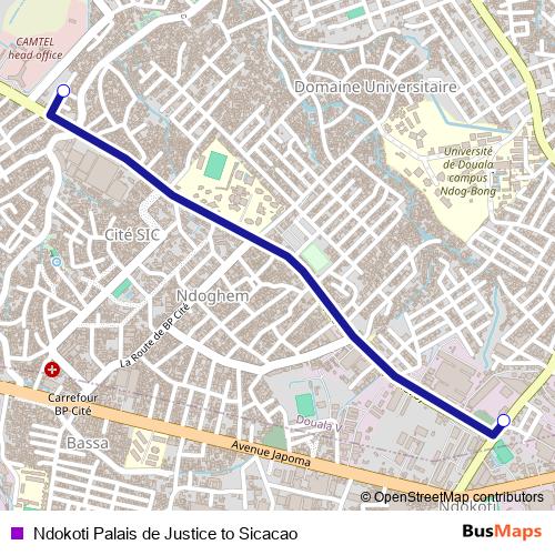Ndokoti Palais de Justice to Sicacao bus Line Map