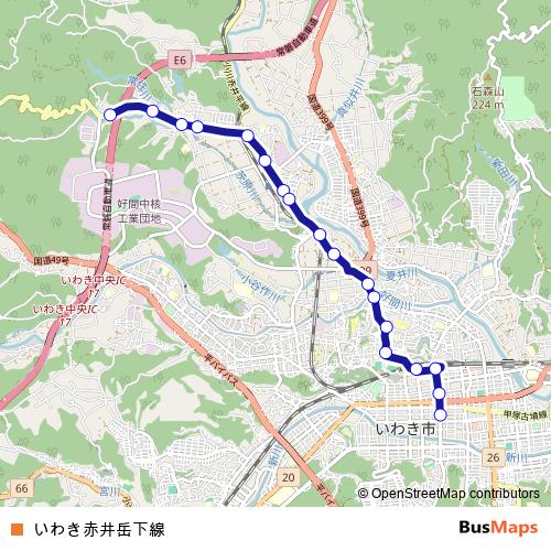 Iwaki Akaidake-Shita Line bus Line Map