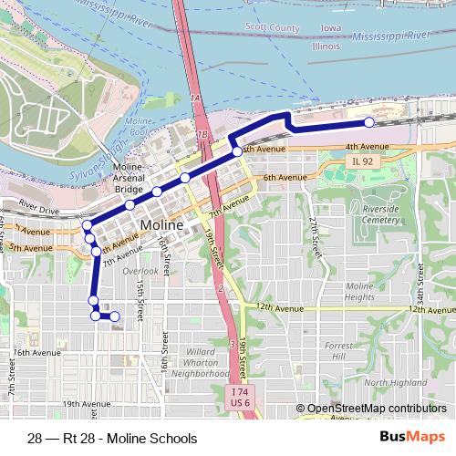 28 bus Line Map