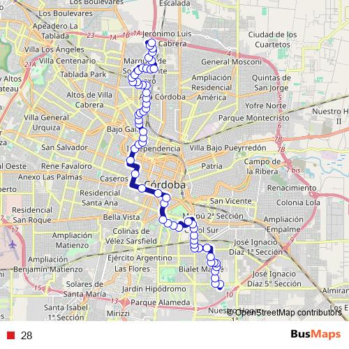 28 bus Line Map